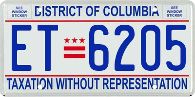 DC license plate ET6205
