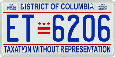 DC license plate ET6206
