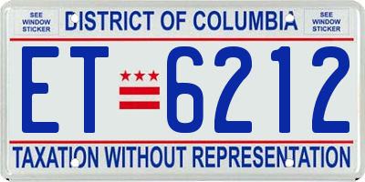 DC license plate ET6212