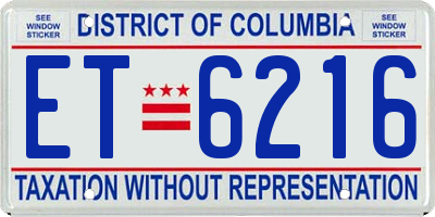 DC license plate ET6216
