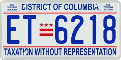DC license plate ET6218
