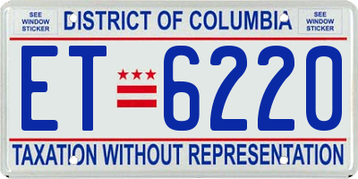 DC license plate ET6220