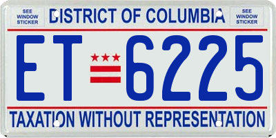 DC license plate ET6225