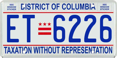 DC license plate ET6226