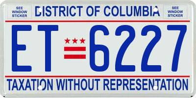 DC license plate ET6227
