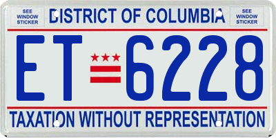 DC license plate ET6228