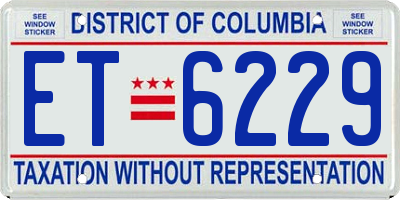 DC license plate ET6229