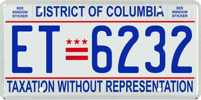 DC license plate ET6232