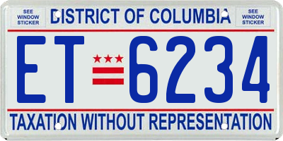 DC license plate ET6234