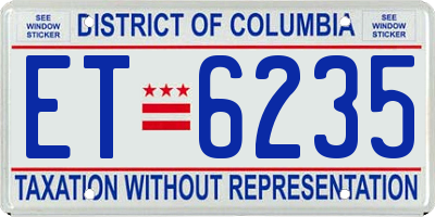 DC license plate ET6235