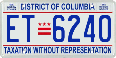 DC license plate ET6240