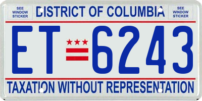 DC license plate ET6243