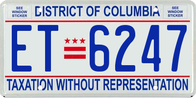 DC license plate ET6247