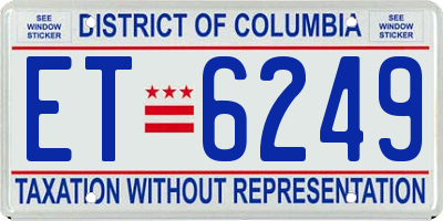 DC license plate ET6249