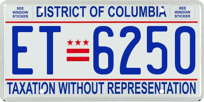 DC license plate ET6250
