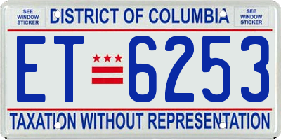 DC license plate ET6253