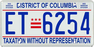 DC license plate ET6254