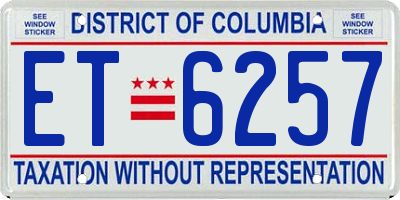 DC license plate ET6257