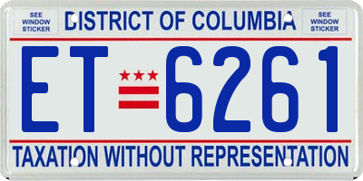 DC license plate ET6261