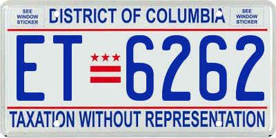 DC license plate ET6262