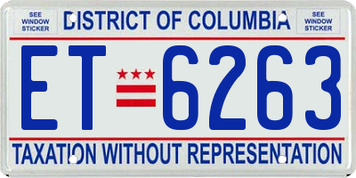 DC license plate ET6263