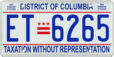 DC license plate ET6265