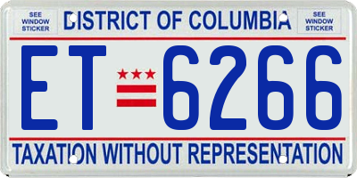 DC license plate ET6266