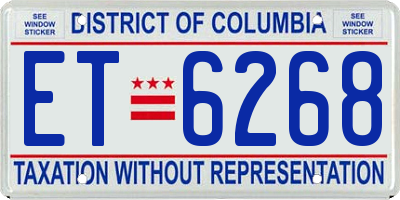 DC license plate ET6268