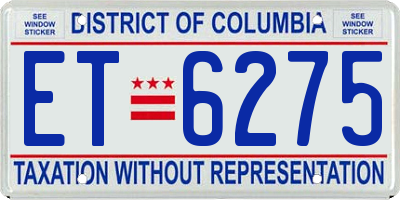 DC license plate ET6275