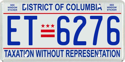DC license plate ET6276