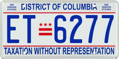 DC license plate ET6277