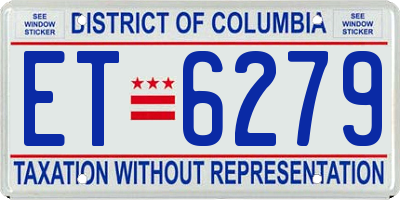 DC license plate ET6279