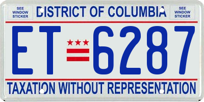 DC license plate ET6287