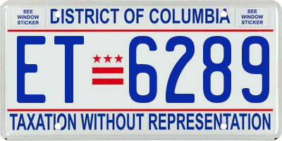 DC license plate ET6289
