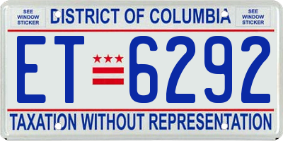DC license plate ET6292
