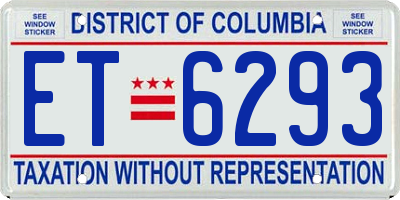 DC license plate ET6293