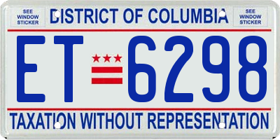 DC license plate ET6298