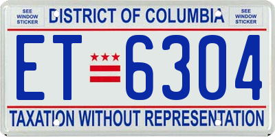 DC license plate ET6304