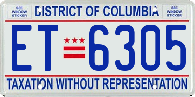 DC license plate ET6305