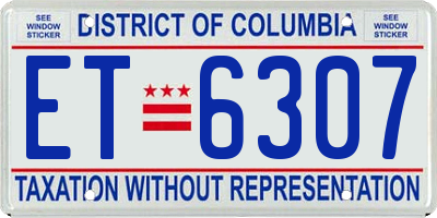 DC license plate ET6307