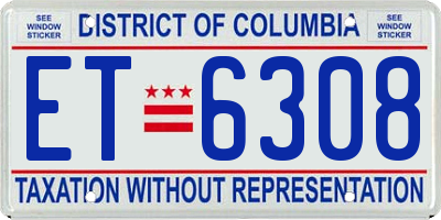 DC license plate ET6308