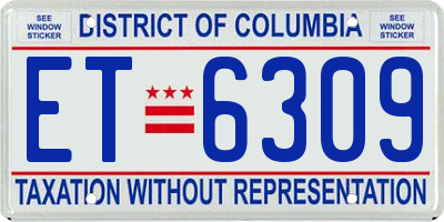 DC license plate ET6309