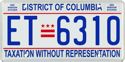DC license plate ET6310