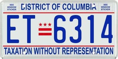 DC license plate ET6314