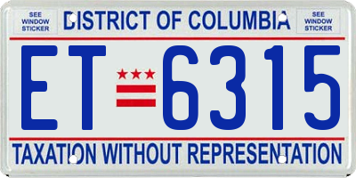 DC license plate ET6315