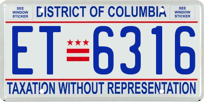 DC license plate ET6316