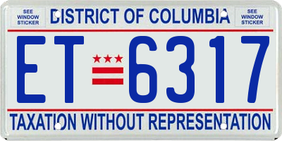 DC license plate ET6317