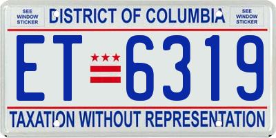 DC license plate ET6319
