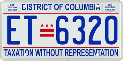 DC license plate ET6320