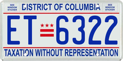 DC license plate ET6322